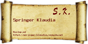 Springer Klaudia névjegykártya